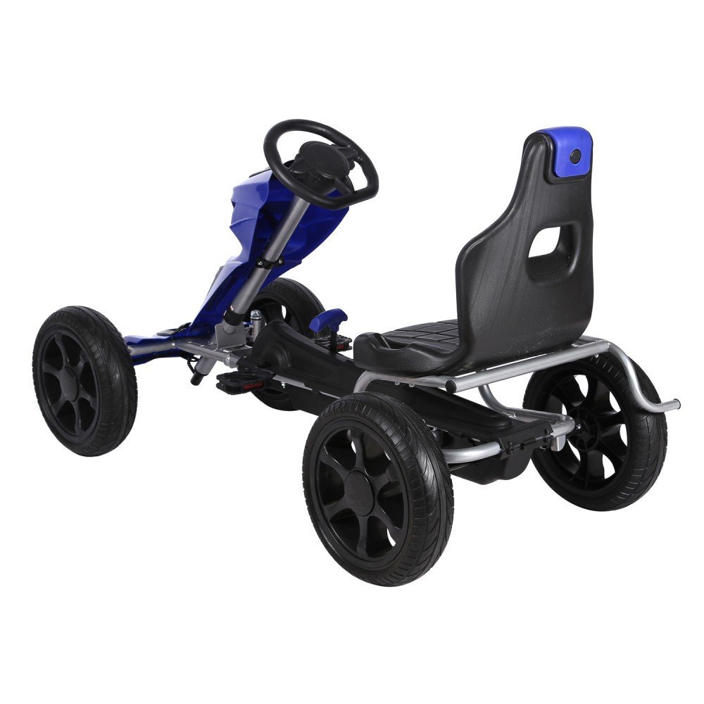 Nichiduta Kart cu pedale pentru copii Go Kart Extreme Blue structura metalica scaun ergonomic si reglabil in 2 pozitii roti EVA dimensiune 122 x 60 x 70 cm