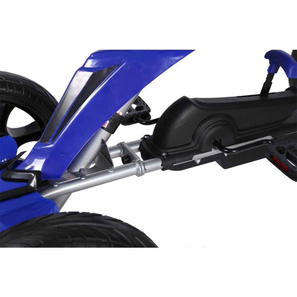 Nichiduta Kart cu pedale pentru copii Go Kart Extreme Blue structura metalica scaun ergonomic si reglabil in 2 pozitii roti EVA dimensiune 122 x 60 x 70 cm