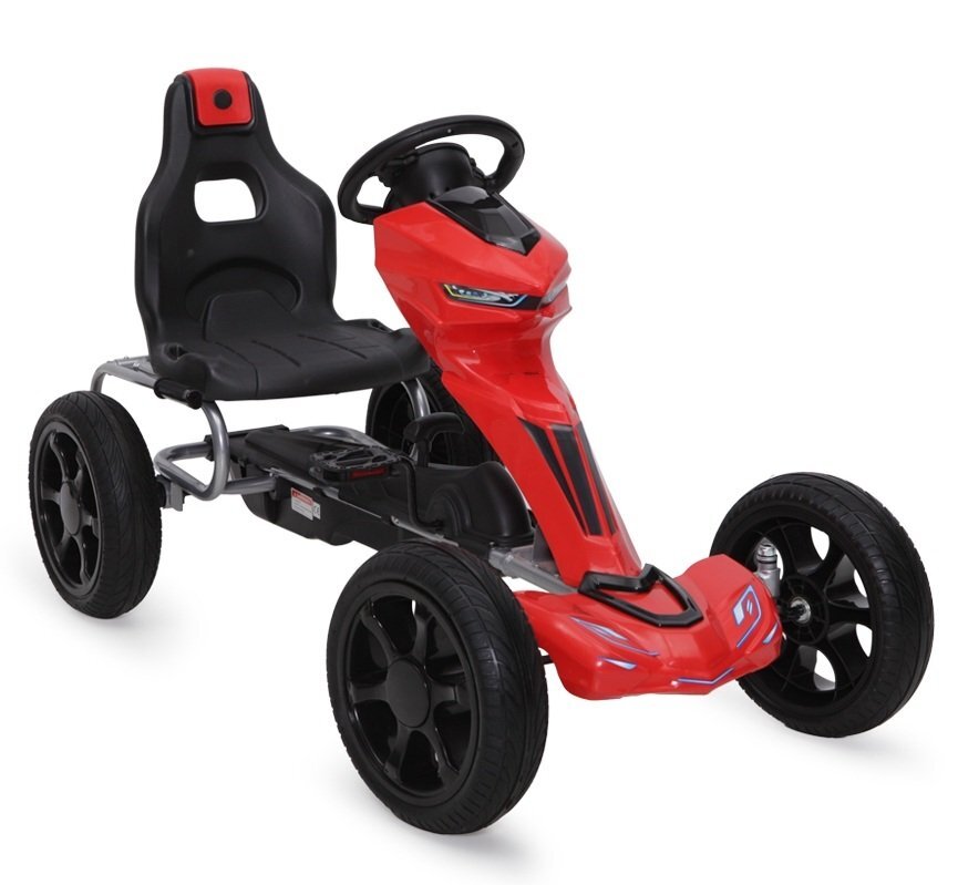 Nichiduta Kart cu pedale pentru copii Go Kart Extreme Red structura metalica scaun ergonomic si reglabil in 2 pozitii roti EVA dimensiune 122 x 60 x 70 cm