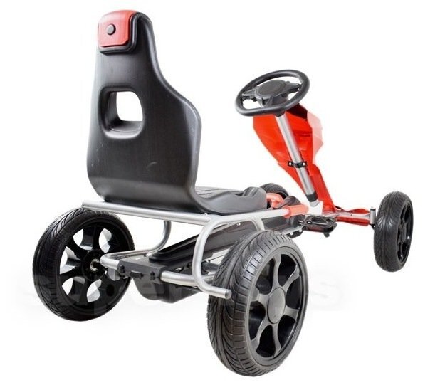 Nichiduta Kart cu pedale pentru copii Go Kart Extreme Red structura metalica scaun ergonomic si reglabil in 2 pozitii roti EVA dimensiune 122 x 60 x 70 cm