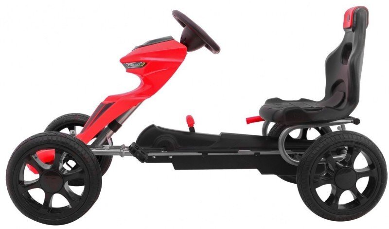 Nichiduta Kart cu pedale pentru copii Go Kart Extreme Red structura metalica scaun ergonomic si reglabil in 2 pozitii roti EVA dimensiune 122 x 60 x 70 cm