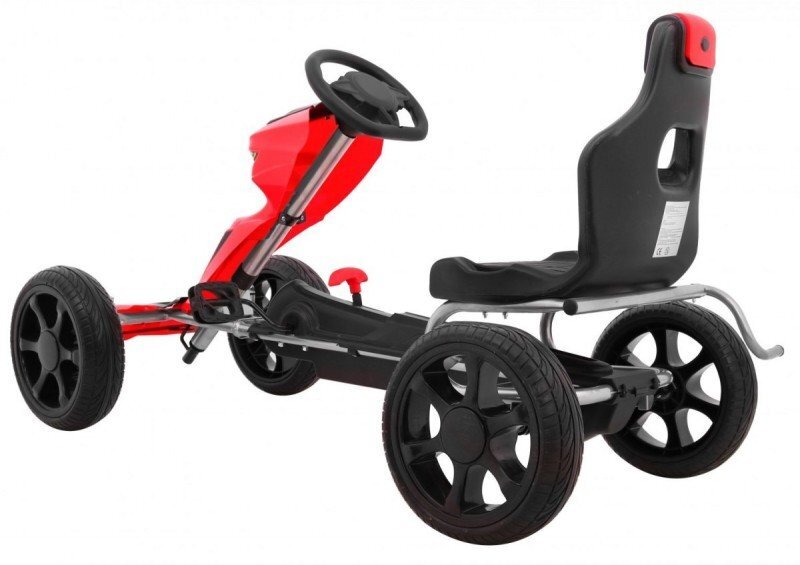 Nichiduta Kart cu pedale pentru copii Go Kart Extreme Red structura metalica scaun ergonomic si reglabil in 2 pozitii roti EVA dimensiune 122 x 60 x 70 cm