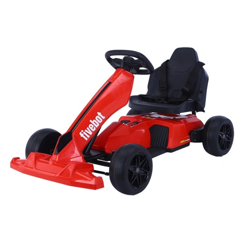 Nichiduta Kart electric pentru copii FiveBot Red 12V 70W cu 2 motoare 35W pornire la buton cu lumini sunete si muzica pedala unica pentru acceleratie si frana dimensiune 110 x 65 x 55 cm viteza intre 3-5 kmh
