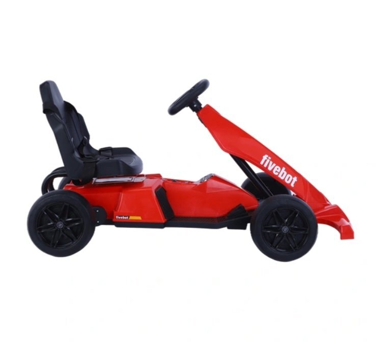 Nichiduta Kart electric pentru copii FiveBot Red 12V 70W cu 2 motoare 35W pornire la buton cu lumini sunete si muzica pedala unica pentru acceleratie si frana dimensiune 110 x 65 x 55 cm viteza intre 3-5 kmh