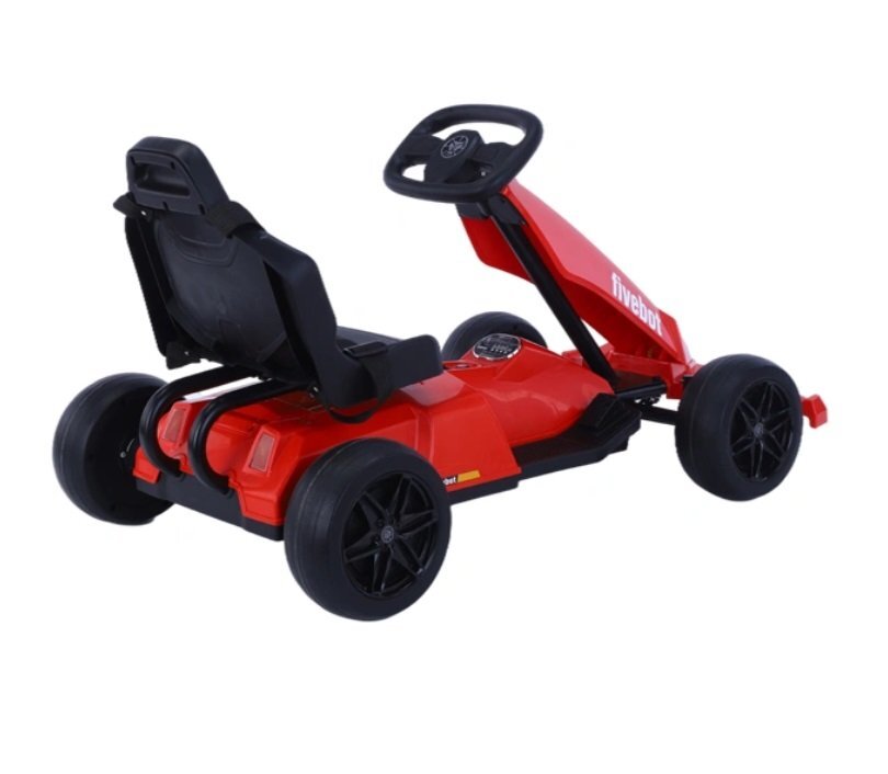 Nichiduta Kart electric pentru copii FiveBot Red 12V 70W cu 2 motoare 35W pornire la buton cu lumini sunete si muzica pedala unica pentru acceleratie si frana dimensiune 110 x 65 x 55 cm viteza intre 3-5 kmh