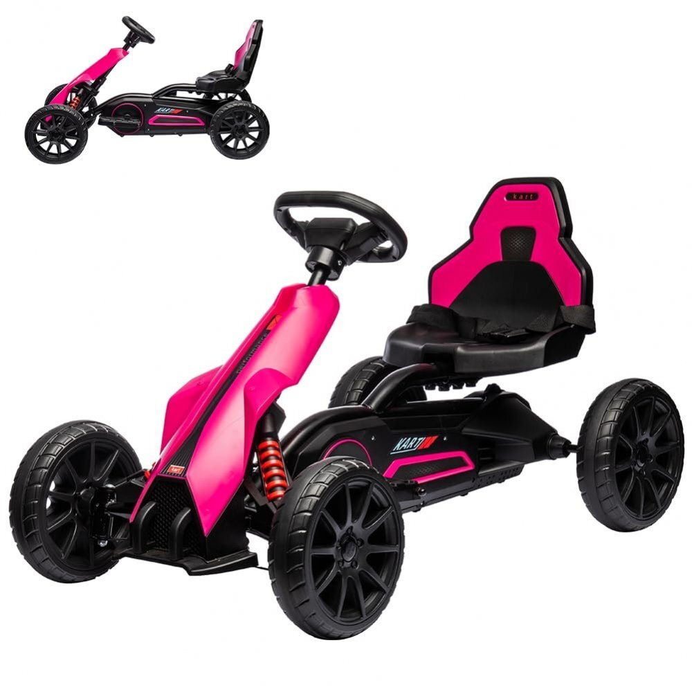 Nichiduta Kart electric pentru copii Go kart Sport Pink structura metalica motor 45W acumulator 12V 7Ah cu roti din spuma EVA pornire la buton slow start scaun reglabil in 4 pozitii dimensiune 100 x 58 x 58.5cm