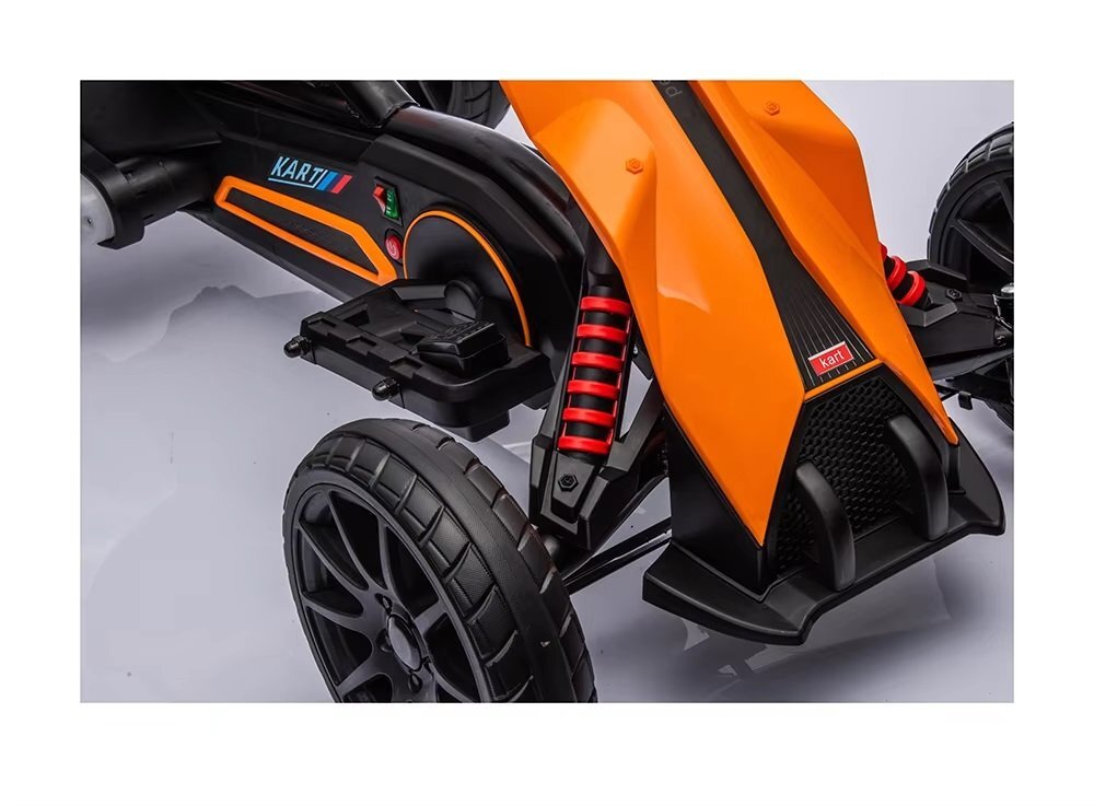 Nichiduta Kart electric pentru copii Go kart Sport Yellow structura metalica motor 45W acumulator 12V 7Ah cu roti din spuma EVA pornire la buton slow start scaun reglabil in 4 pozitii dimensiune 100 x 58 x 58.5cm