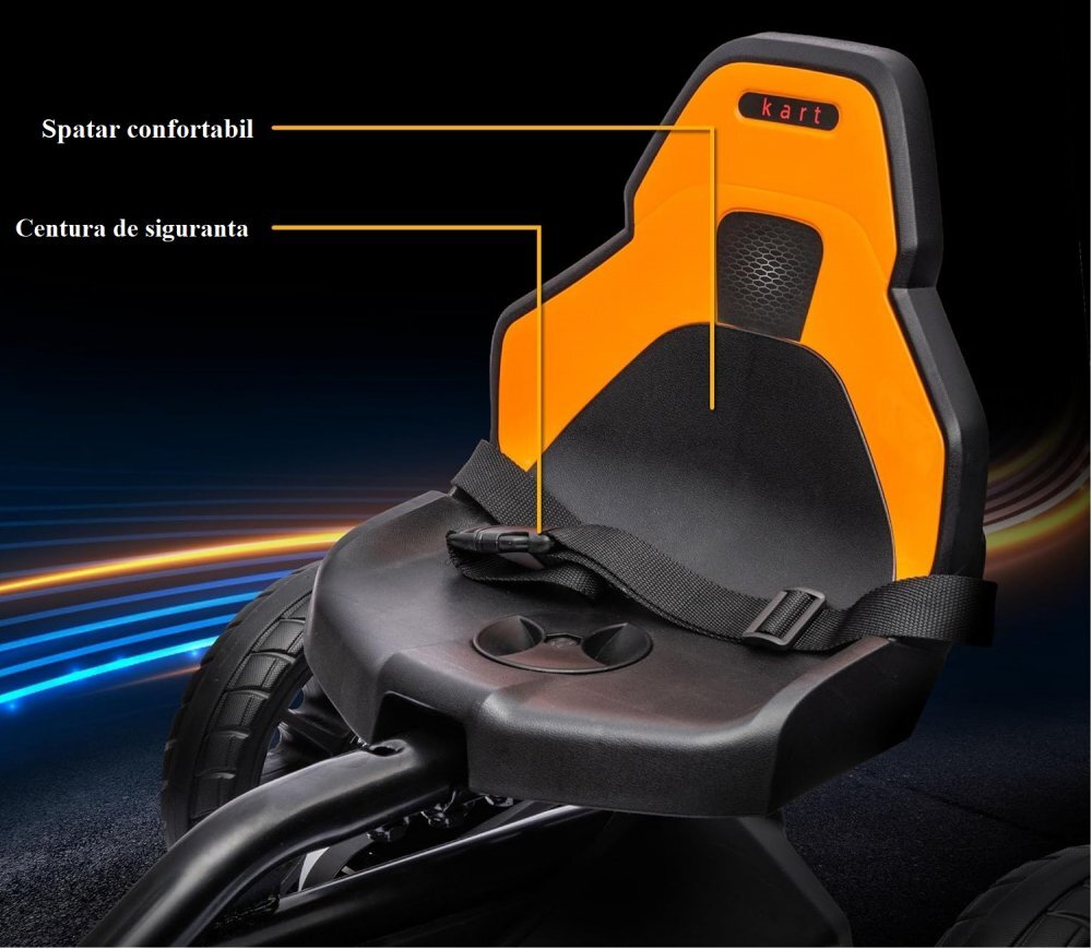 Nichiduta Kart electric pentru copii Go kart Sport Yellow structura metalica motor 45W acumulator 12V 7Ah cu roti din spuma EVA pornire la buton slow start scaun reglabil in 4 pozitii dimensiune 100 x 58 x 58.5cm