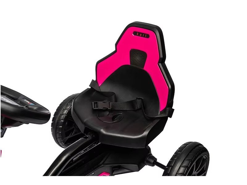 Nichiduta Kart electric pentru copii Speed Pink 12V 45W roti silenioase din spuma EVA structura metalica slow start pornire la buton pedala unica pentru acceleratiefrana scaun reglabil dimensiune 100 x 58 x 58.5 cm