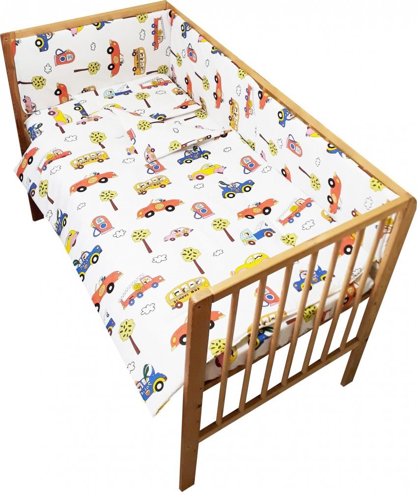 Nichiduta Lenjerie patut 120x60 cm cu 4 piese School Bus