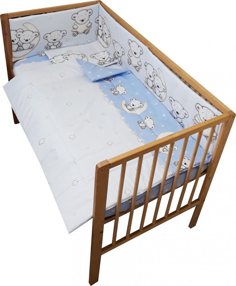 Nichiduta Lenjerie patut 120x60 cm cu 4 piese Teddy on the Moon Blue