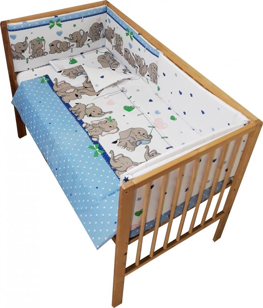 Nichiduta Lenjerie patut 120x60 cm cu 5 piese Funny Elephants Blue