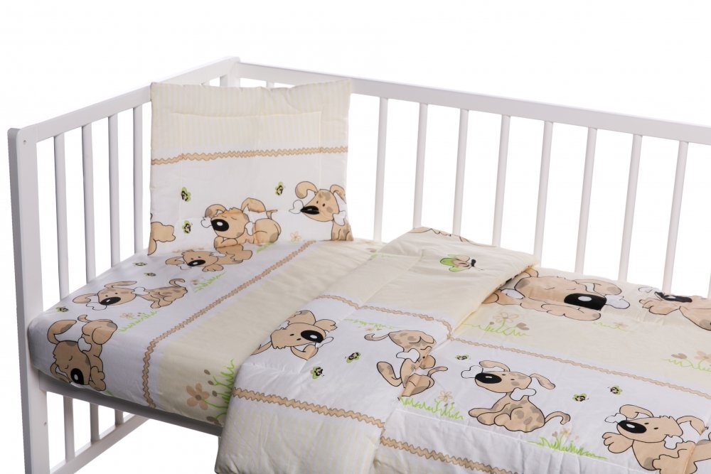 Nichiduta Lenjerie patut cu 3 piese Puppy Beige