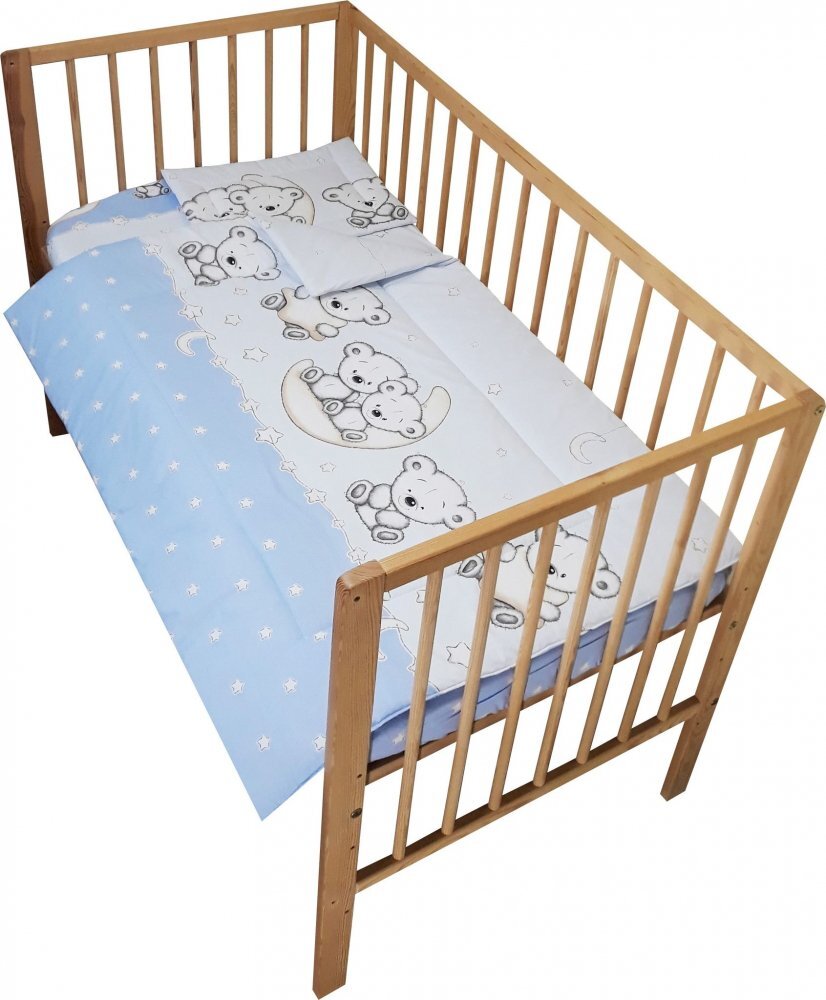 Nichiduta Lenjerie patut cu 3 piese Teddy on the Moon Blue