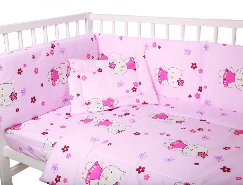 Nichiduta Lenjerie patut cu 4 piese Kitty Pink