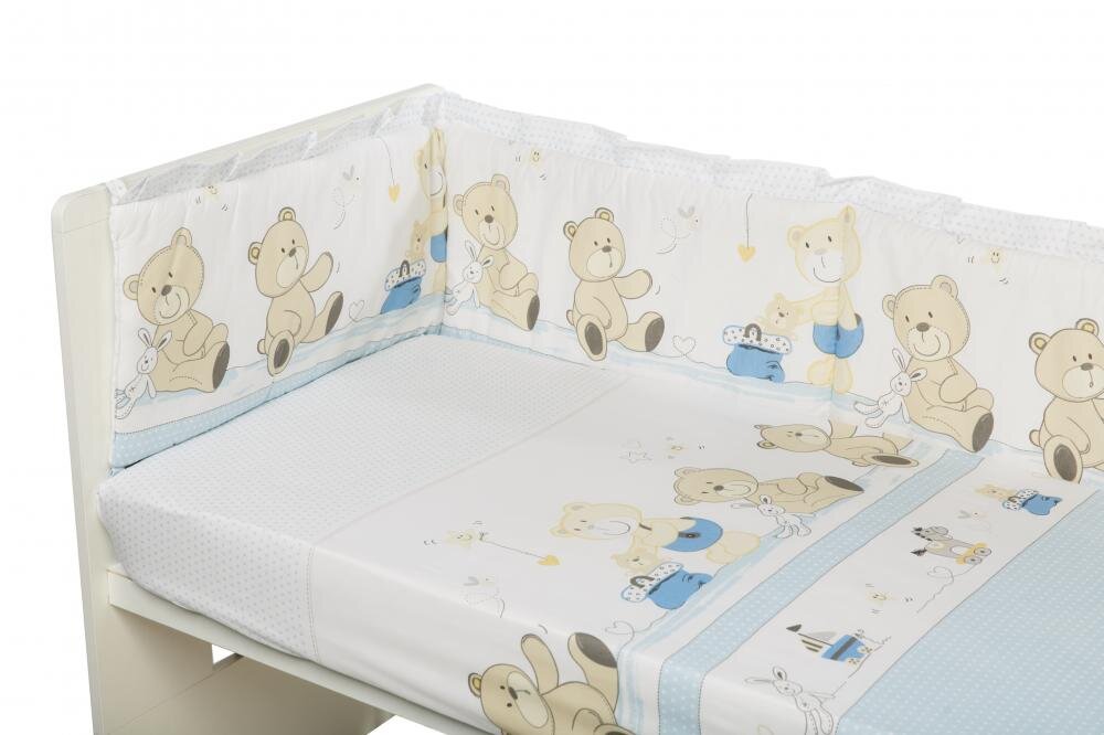 Nichiduta Lenjerie patut cu 5 piese 120x60cm Teddy Play Blue M1