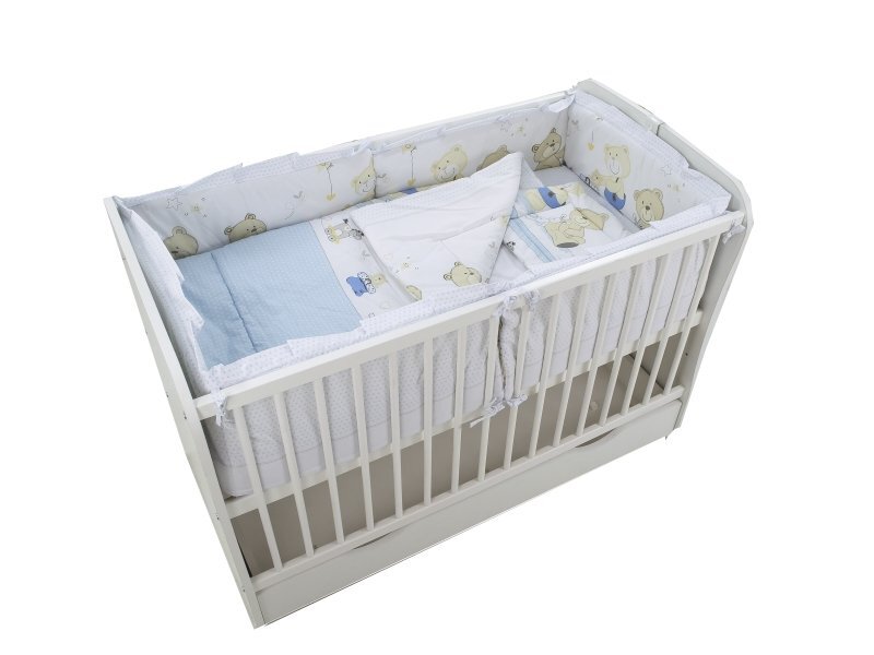 Nichiduta Lenjerie patut cu 5 piese 120x60cm Teddy Play Blue M1