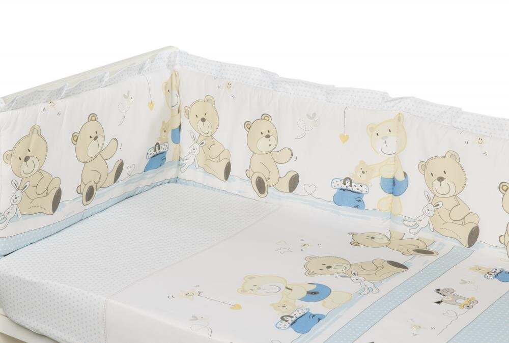 Nichiduta Lenjerie patut cu 5 piese 120x60cm Teddy Play Blue M1
