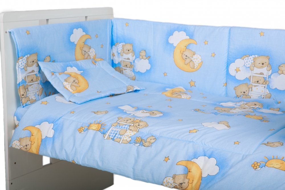 Nichiduta Lenjerie patut cu 5 piese Ursuletul somnoros Albastru