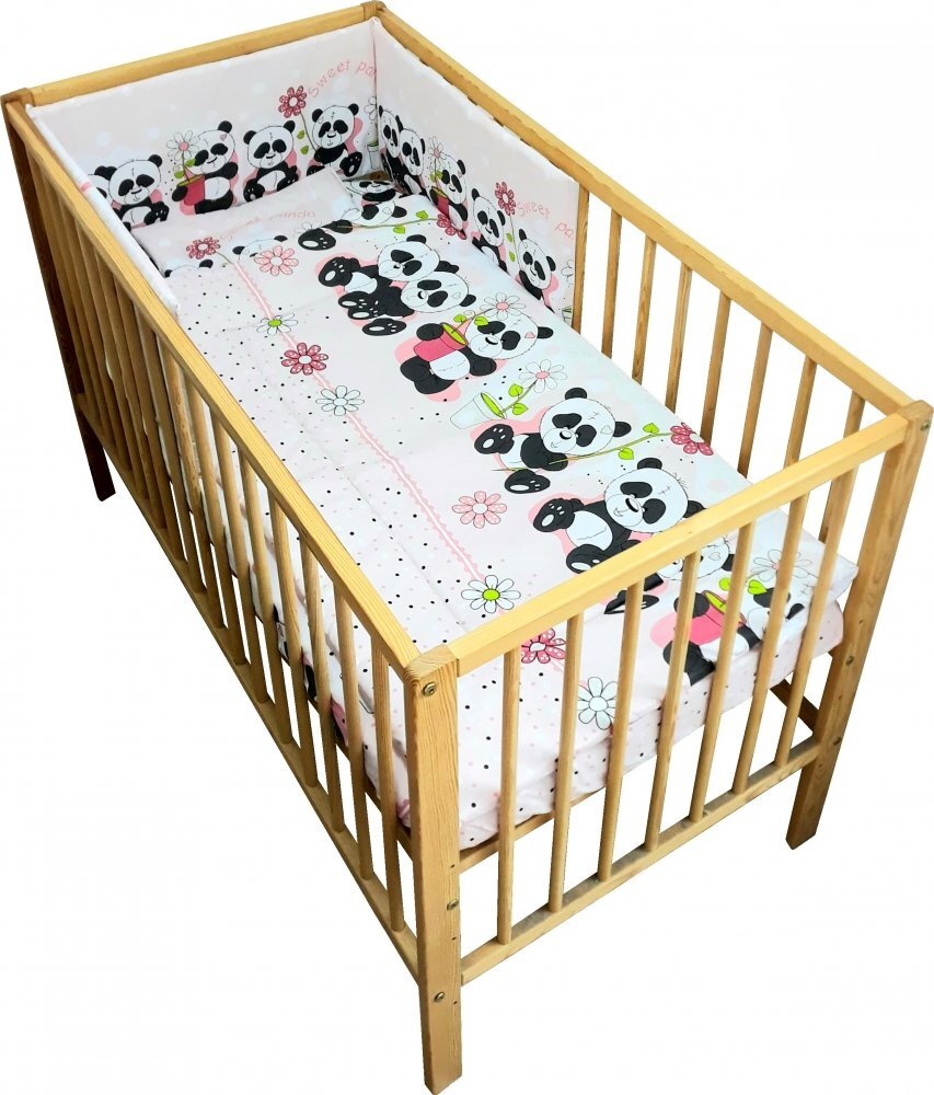 Nichiduta Lenjerie patut Sweet Panda cu 4 piese Roz