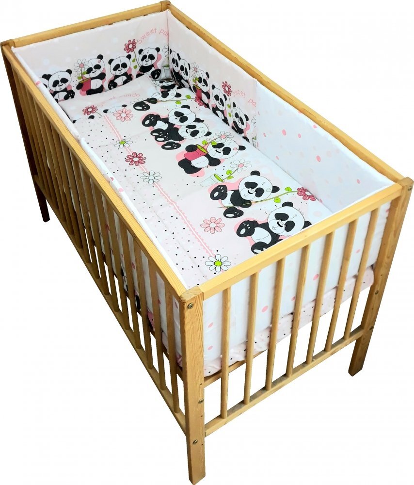 Nichiduta Lenjerie patut Sweet Panda cu 5 piese Roz