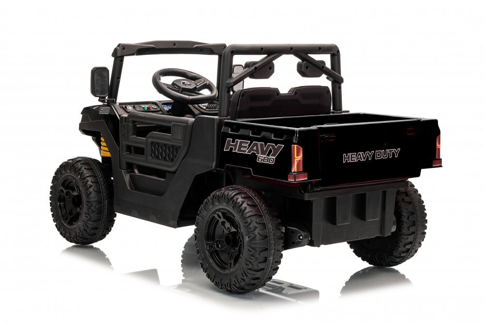 Nichiduta Masinuta electrica copii Heavy Duty Black cu remorca rabatabila electrictelecomanda 2.4G2 motoarex35wacumulator 12V4.5Ah usi cu deschiderelumini led 2viteze