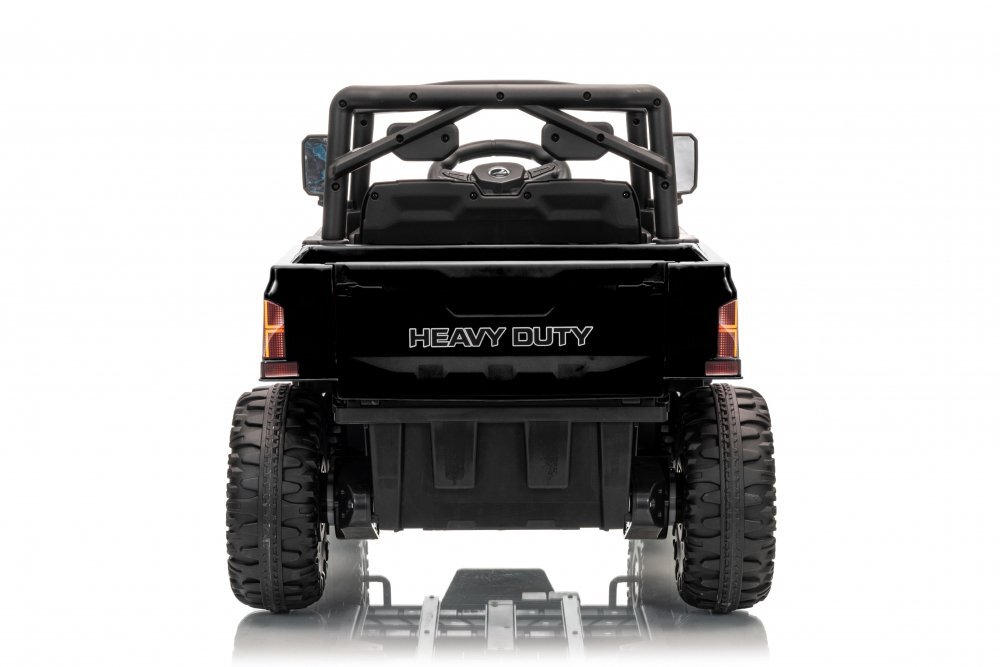 Nichiduta Masinuta electrica copii Heavy Duty Black cu remorca rabatabila electrictelecomanda 2.4G2 motoarex35wacumulator 12V4.5Ah usi cu deschiderelumini led 2viteze