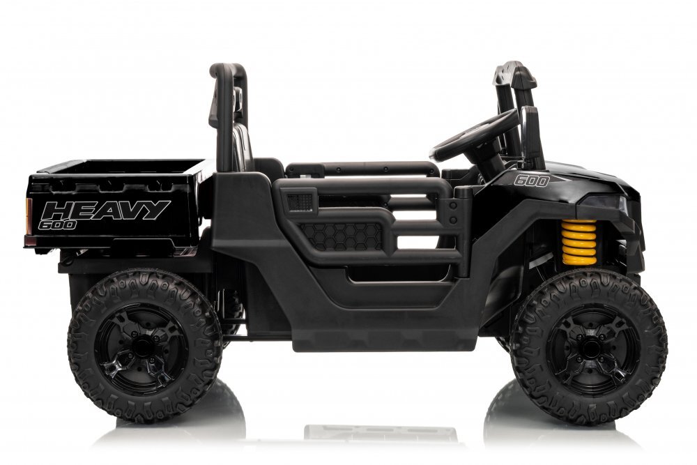 Nichiduta Masinuta electrica copii Heavy Duty Black cu remorca rabatabila electrictelecomanda 2.4G2 motoarex35wacumulator 12V4.5Ah usi cu deschiderelumini led 2viteze