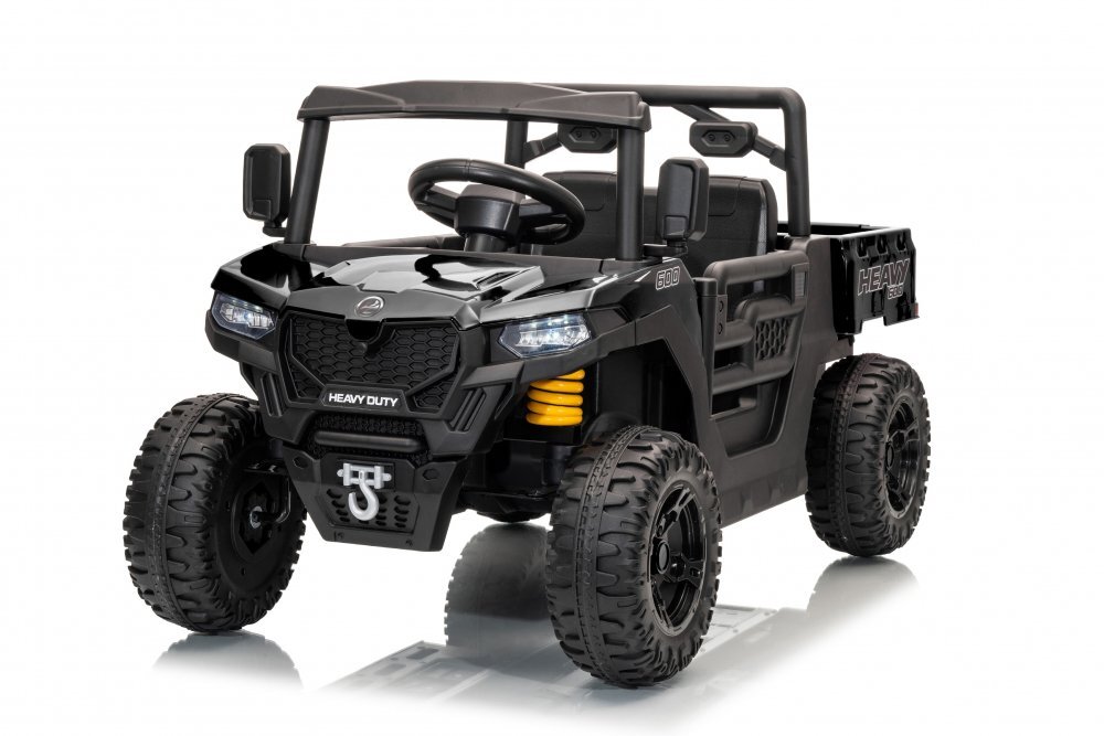 Nichiduta Masinuta electrica copii Heavy Duty Black cu remorca rabatabila electrictelecomanda 2.4G2 motoarex35wacumulator 12V4.5Ah usi cu deschiderelumini led 2viteze