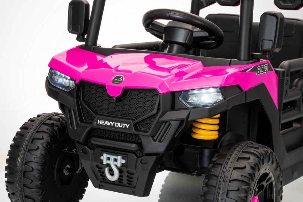 Nichiduta Masinuta electrica copii Heavy Duty Pink cu remorca rabatabila electrictelecomanda 2.4G2 motoarex35wacumulator 12V4.5Ah usi cu deschiderelumini led 2viteze