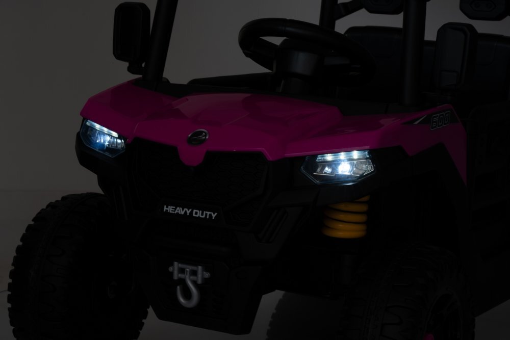 Nichiduta Masinuta electrica copii Heavy Duty Pink cu remorca rabatabila electrictelecomanda 2.4G2 motoarex35wacumulator 12V4.5Ah usi cu deschiderelumini led 2viteze