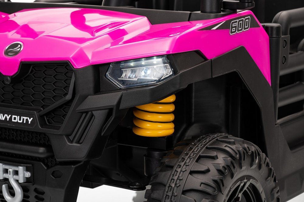 Nichiduta Masinuta electrica copii Heavy Duty Pink cu remorca rabatabila electrictelecomanda 2.4G2 motoarex35wacumulator 12V4.5Ah usi cu deschiderelumini led 2viteze