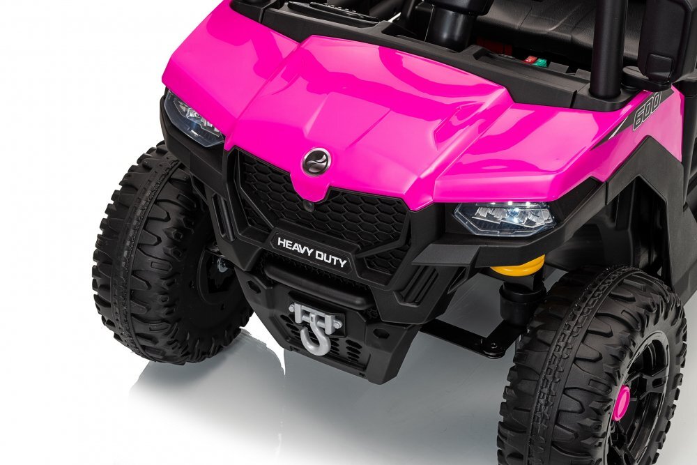 Nichiduta Masinuta electrica copii Heavy Duty Pink cu remorca rabatabila electrictelecomanda 2.4G2 motoarex35wacumulator 12V4.5Ah usi cu deschiderelumini led 2viteze