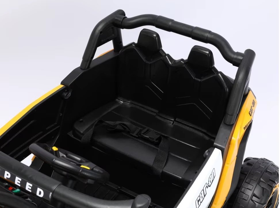 Nichiduta Masinuta electrica copii Racing Speed Yellowcu telecomandaacumulator 12V4.5Ahscaun piele2 motoaredeschidere usifaruri cu ledroti rezistente cu suspensiislow start