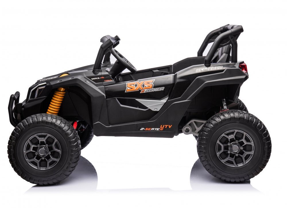 Nichiduta Masinuta electrica pentru 2 copii Turbo Off Road 4X4 Black 24V 800W cu telecomanda 2.4GSuspensiiroti din cauciuc EVAScaun din pieleUsi cu deschidereLumini LEDMuzicaCentura de sigurantaMufa USBBluetooth