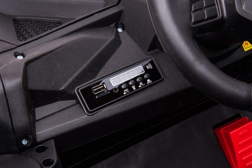 Nichiduta Masinuta electrica pentru 2 copii UTV Racing Black 12Vtelecomanda 2.4Gusi cu deschiderefaruri ledpornire la butonmuzicacentura de sigurantaslow startcapota realista cu deschidere