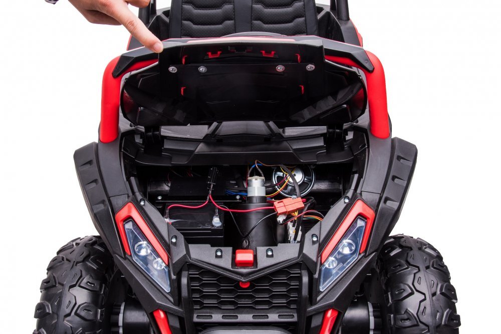 Nichiduta Masinuta electrica pentru 2 copii UTV Racing Pink 12Vtelecomanda 2.4Gusi cu deschiderefaruri ledpornire la butonmuzicacentura de sigurantaslow startcapota realista cu deschidere