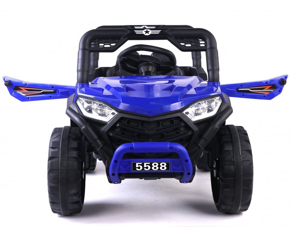 Nichiduta Masinuta electrica pentru copii 12V Off Road Race Blue cu telecomanda 2.4Gfaruri cu lumini LED sunetemuzica 2 motoare x 35wfunctie slow startmufa USBcentura de siguranta