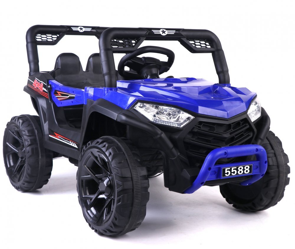 Nichiduta Masinuta electrica pentru copii 12V Off Road Race Blue cu telecomanda 2.4Gfaruri cu lumini LED sunetemuzica 2 motoare x 35wfunctie slow startmufa USBcentura de siguranta