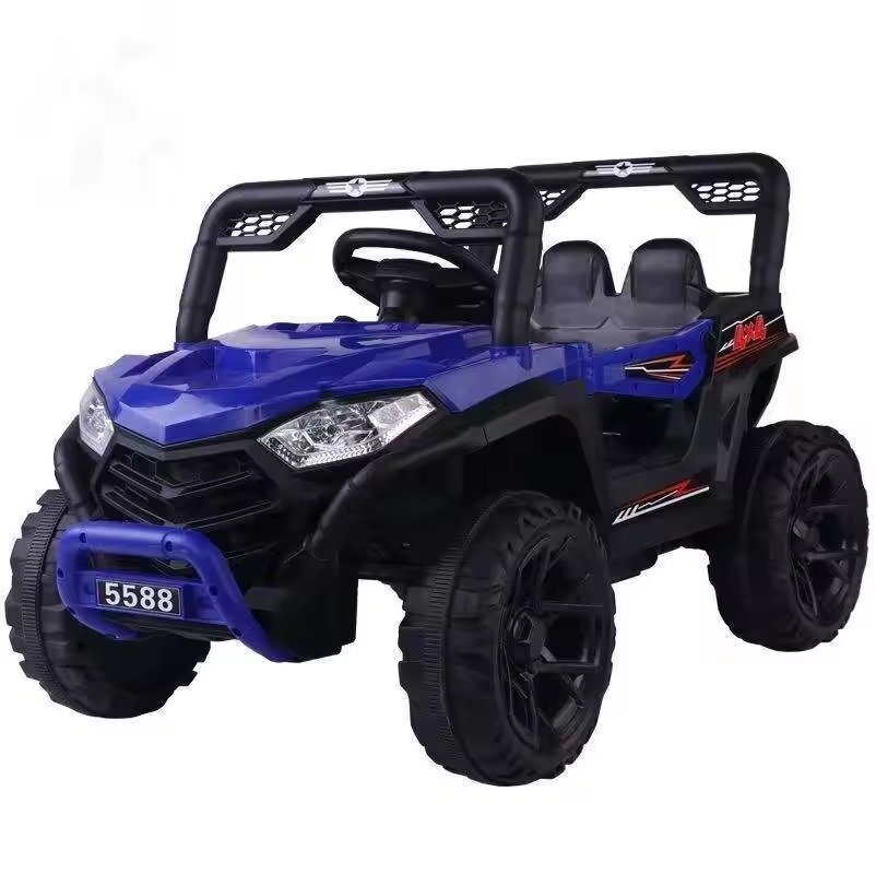 Nichiduta Masinuta electrica pentru copii 12V Off Road Race Blue cu telecomanda 2.4Gfaruri cu lumini LED sunetemuzica 2 motoare x 35wfunctie slow startmufa USBcentura de siguranta