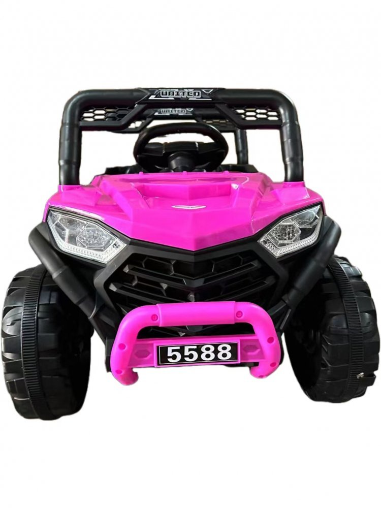 Nichiduta Masinuta electrica pentru copii 12V Off Road Race Pink cu telecomanda 2.4Gfaruri cu lumini LED sunetemuzica 2 motoare x 35wfunctie slow startmufa USBcentura de siguranta