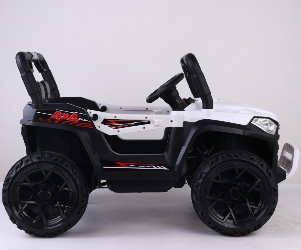 Nichiduta Masinuta electrica pentru copii 12V Off Road Race White cu telecomanda 2.4Gfaruri cu lumini LEDsunetemuzica 2 motoare x 35wfunctie slow startmufa USBcentura de siguranta