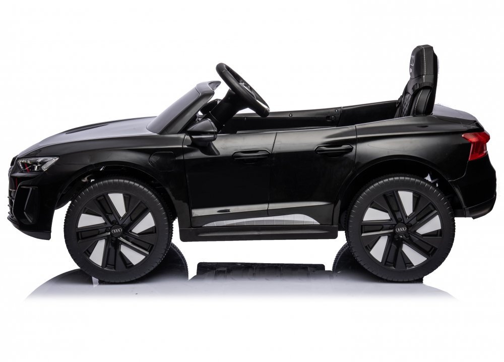 Nichiduta Masinuta electrica pentru copii Audi E-tron GT Black 70W cu licenta oglinzi retrovizoare roti din spuma evalumini LEDcentura de sigurantasistem troller pentru tractaremufa MP3slot usbcard microSD