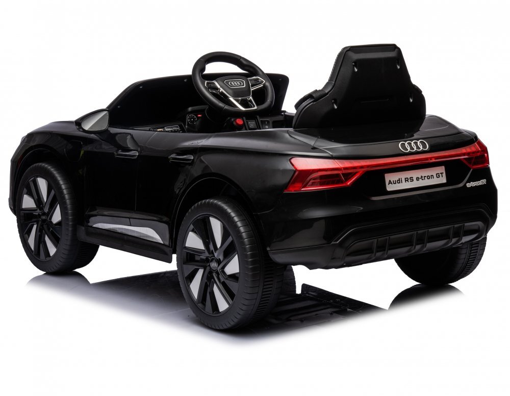 Nichiduta Masinuta electrica pentru copii Audi E-tron GT Black 70W cu licenta oglinzi retrovizoare roti din spuma evalumini LEDcentura de sigurantasistem troller pentru tractaremufa MP3slot usbcard microSD
