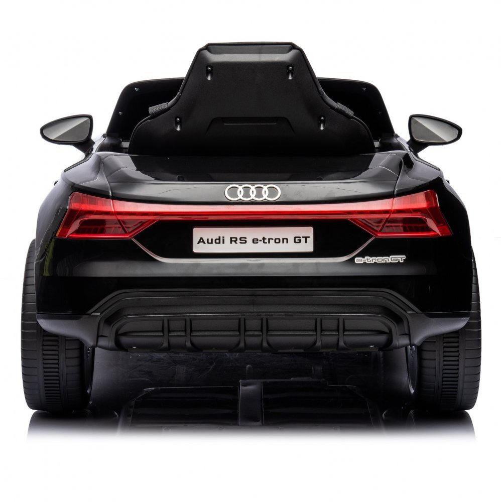 Nichiduta Masinuta electrica pentru copii Audi E-tron GT Black 70W cu licenta oglinzi retrovizoare roti din spuma evalumini LEDcentura de sigurantasistem troller pentru tractaremufa MP3slot usbcard microSD