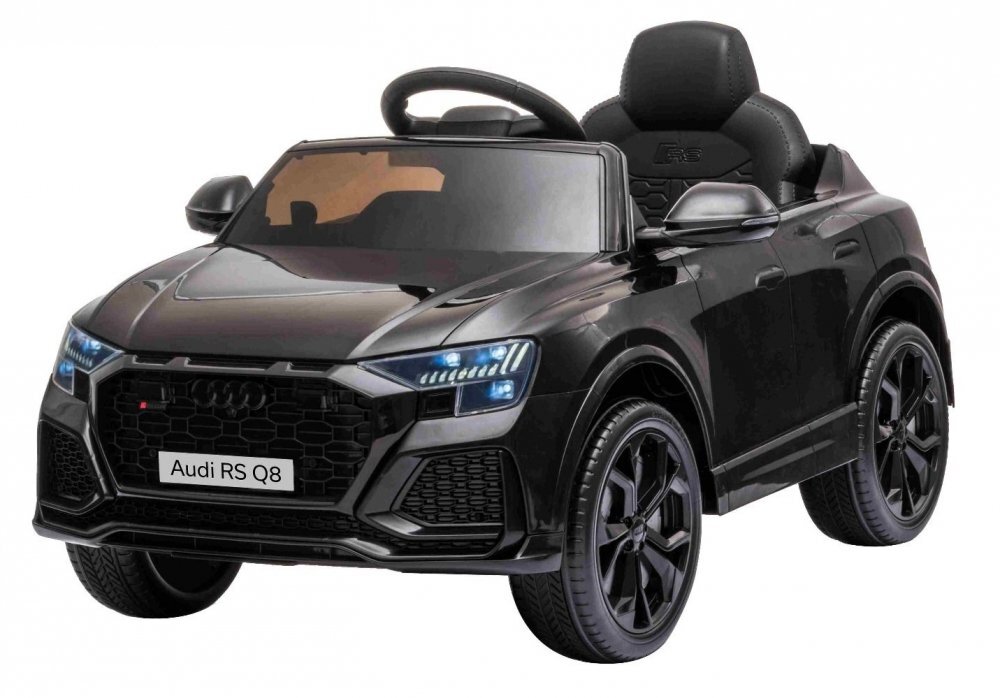 Nichiduta Masinuta electrica pentru copii Audi RS Q8 Black 70W cu echipare premiumacumulator 12V7Ah detasabilscaun pieleroti din cauciuc evaoglinzi retrovizoaresuspensiilumini ledradio mp3 playerusbsarcina maxima 25 kg