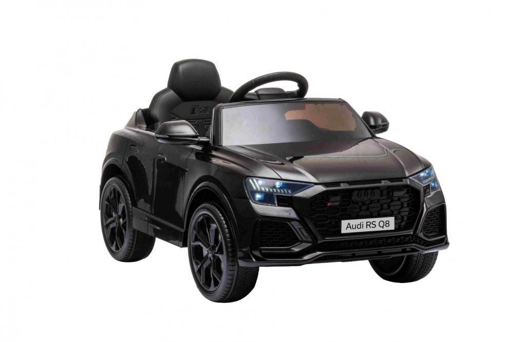 Nichiduta Masinuta electrica pentru copii Audi RS Q8 Black 70W cu echipare premiumacumulator 12V7Ah detasabilscaun pieleroti din cauciuc evaoglinzi retrovizoaresuspensiilumini ledradio mp3 playerusbsarcina maxima 25 kg