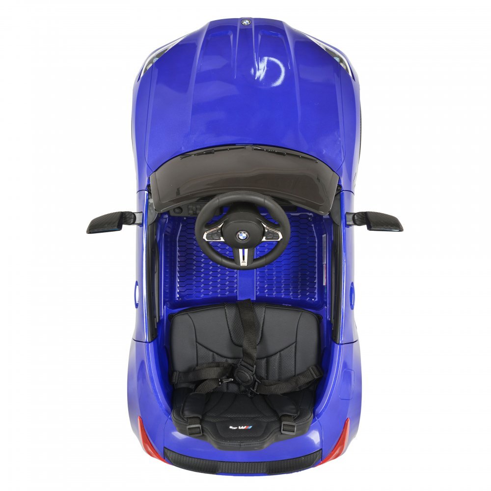 Nichiduta Masinuta electrica pentru copii BMW M4 Painted Blue 12V 90W cu echipare premium deschidere usi si licenta panou audio roti din spuma Eva pornire la buton lumini si telecomanda