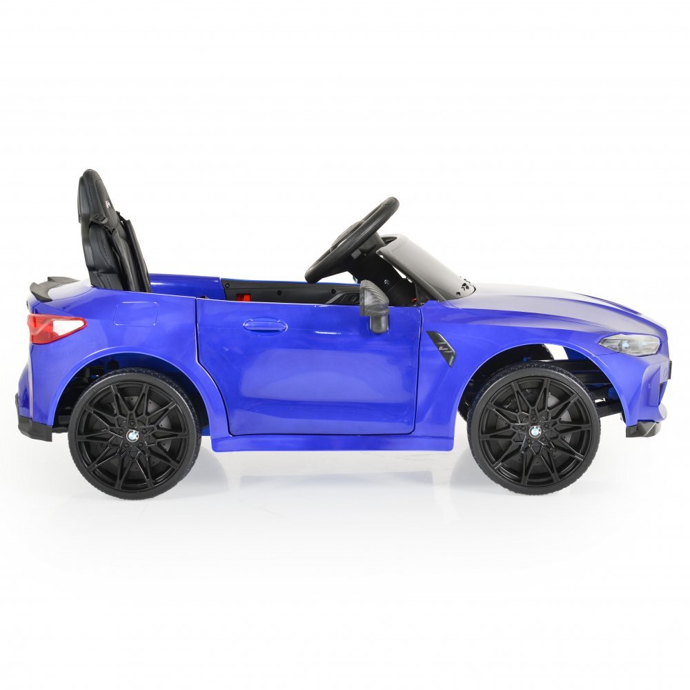 Nichiduta Masinuta electrica pentru copii BMW M4 Painted Blue 12V 90W cu echipare premium deschidere usi si licenta panou audio roti din spuma Eva pornire la buton lumini si telecomanda