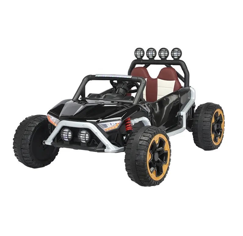 Nichiduta Masinuta electrica pentru copii cu telecomanda 24G Alaser Black2motoarex55WRoti EVA cu rulmentScaun din piele ecologicaSuspensiiLumini LED fataspateUsi cu deschidereFunctie leganareBara cu proiectoare
